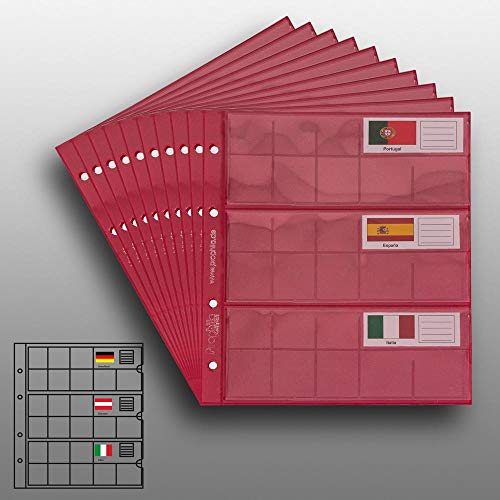 10 Small Prophila Kobra Coin Sheets for Euro Coins with Flags Cards