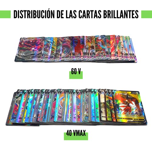 100 Carta Pokémon Brillante V VMAX - Edición Coleccionista Tarjeta Especial