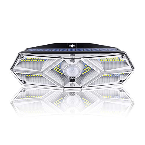 104 LED Luz Solar Exterior con Sensor de Movimiento 3 Modos, Luces LED Solares Exteriores 120º lluminación Focos Solares Exterior Impermeable Aplique Lampara Solar para Exterior Jardin Camino - 1 PC