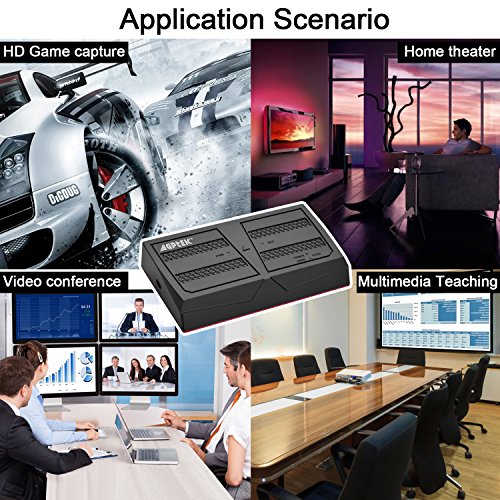 1080p HD Video Game Capture Kit con Splitter Live Streaming de con mando a distancia para PS4 y PS3, XBOX One, N64, Blu-Ray mediante HDMI, YPbPr componente/entrada AV Composite, USB Flash, Tarjeta SD