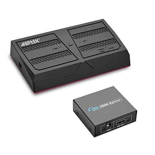 1080p HD Video Game Capture Kit con Splitter Live Streaming de con mando a distancia para PS4 y PS3, XBOX One, N64, Blu-Ray mediante HDMI, YPbPr componente/entrada AV Composite, USB Flash, Tarjeta SD