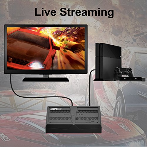 1080p HD Video Game Capture Kit con Splitter Live Streaming de con mando a distancia para PS4 y PS3, XBOX One, N64, Blu-Ray mediante HDMI, YPbPr componente/entrada AV Composite, USB Flash, Tarjeta SD