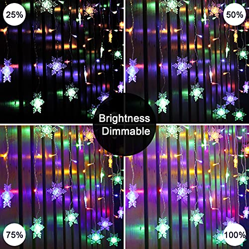 10M 400 LEDs Cortinas Luces Navidad Exteriores, Elegear Luces Led Navidad Blanco Cálido, Colores, Prolongable Guirnaldas Luces 9 Modos, Copos de Nieve Cadena Luces Decoración para Interior Casa Balcón