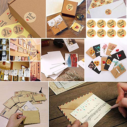 128 piezas de sobres mini Kraft, papel de tarjetas de regalo vintage con pegatinas, postales de invitación de fiesta de cumpleaños de boda, notas de saludo (40 sobres+40 tarjetas+48 pegatinas)