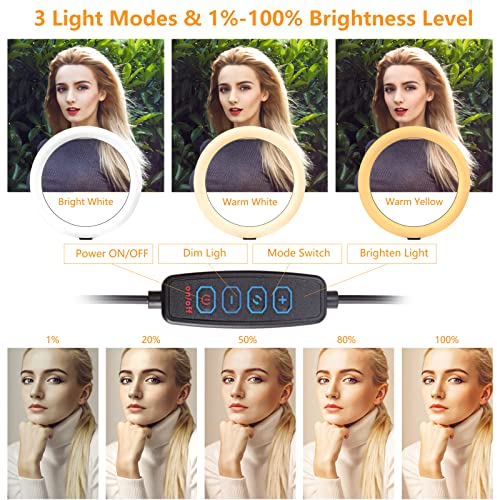 12"Aro de Luz con Trípode，PEYOU [con Soporte para Tablet]62" Anillo de Luz LED con Mini Trípode y 3 Soporte para Teléfono，Trípode para Móvil/iPad/Cámara, 3 Modo 10 Brillo,Aro de luz para movil Tik tok