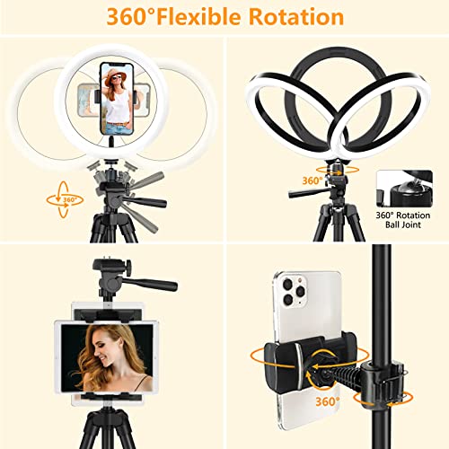 12"Aro de Luz con Trípode，PEYOU [con Soporte para Tablet]62" Anillo de Luz LED con Mini Trípode y 3 Soporte para Teléfono，Trípode para Móvil/iPad/Cámara, 3 Modo 10 Brillo,Aro de luz para movil Tik tok