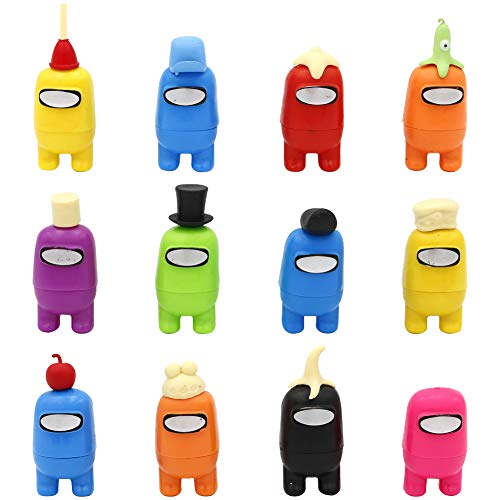 12pcs Between Us Merch Figurine, Mini Cute Figuras de juego Colección Juguetes Muñecas extraíbles Adornos Cumpleaños para fanáticos de los juegos Niños Adultos (12 estilos)
