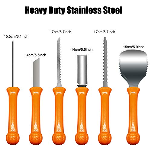 14 piezas de juego de tallado de calabaza de Halloween con 2 velas LED, 10 plantillas de tallado, herramientas de tallado profesionales de acero inoxidable para niños con bolsa de almacenamiento