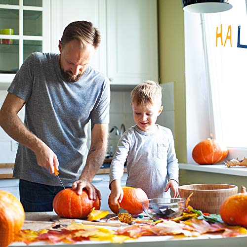 14 piezas de juego de tallado de calabaza de Halloween con 2 velas LED, 10 plantillas de tallado, herramientas de tallado profesionales de acero inoxidable para niños con bolsa de almacenamiento