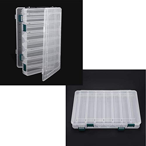 14 Rejillas Caja De Anzuelo De Señuelo De Pesca, Cebo de plástico de Almacenamiento, Grande Caja de Aparejos de Pesca Gancho, Ideal para almacenar señuelos de Pesca, Dimensiones(27 * 19 * 4.5cm)