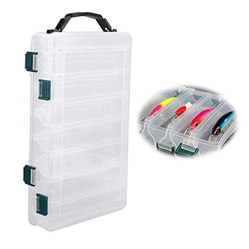 14 Rejillas Caja De Anzuelo De Señuelo De Pesca, Cebo de plástico de Almacenamiento, Grande Caja de Aparejos de Pesca Gancho, Ideal para almacenar señuelos de Pesca, Dimensiones(27 * 19 * 4.5cm)