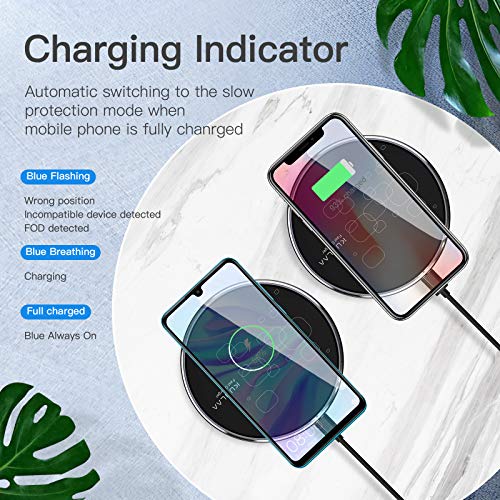 15W Cargador Inalámbrico Rápido, Wireless Charger para iPhone 11 X XS XR 8 Series, Samsung, Galaxy S10/S9/S9 +/S8 (no Adaptador) – Negro