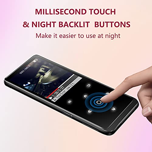 16GB Reproductor MP3 Bluetooth 4.2-MP3 Player con Grabarora, FM Radio, con Pantalla de Color de 1.8" y Botón Táctil, Soporte hasta 64GB Tarjeta(Auriculares incluidos)