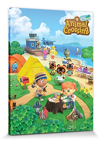 1art1 Animal Crossing - New Horizons Island Life Cuadro, Lienzo Montado sobre Bastidor (80 x 60cm)