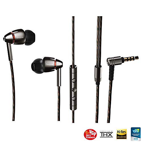 1MORE Auriculares Intrauditivos Quad Driver, Auriculares de Alta Resolución con Graves Cálidos, Mic Incorporado y Control in Línea, Compatibles con Teléfonos/ PC / Tableta, Gris Espacial