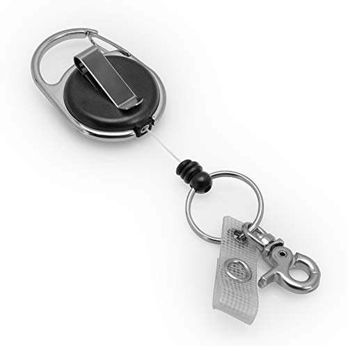 2 unidades. BE-HOLD JoJo o tarjeta de identificación con muelle extra fuerte y cuerda resistente que ofrece múltiples posibilidades con clip para cinturón, llavero y lengüeta reforzada con textil