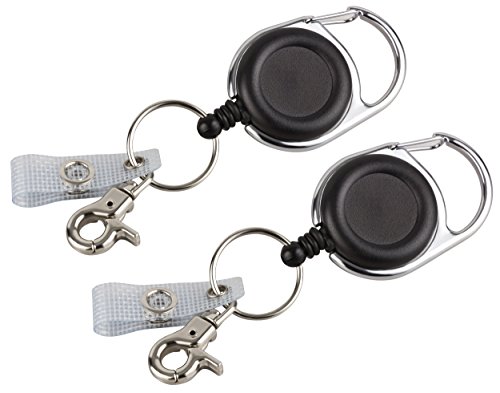 2 unidades. BE-HOLD JoJo o tarjeta de identificación con muelle extra fuerte y cuerda resistente que ofrece múltiples posibilidades con clip para cinturón, llavero y lengüeta reforzada con textil