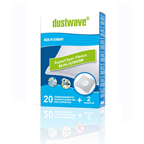 20 dustwave® Bolsa para aspiradora Dirt Devil M 7050 - 6, Clatronic SSB 101, Dirt Devil Silver Crest sbs140, Privileg VC de H 4801 E2, Progress PC 3720 Db, Clatronic BS 1279, Alaska VC 2500