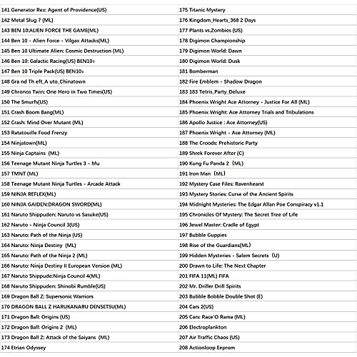 208 en 1 juegos DS Games NDS Game Card Super Combo Cartridge para DS NDS NDSL NDSi 3DS 2DS XL