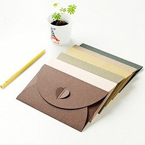 20pcs Sobre de papel nacarado, Sobre postal, Creativo retro Sobre en forma de corazón lindo, para la boda,fiesta de cumpleaños, 5 colores (cobre,gris plata,oro blanco,azul lago,verde oscuro)