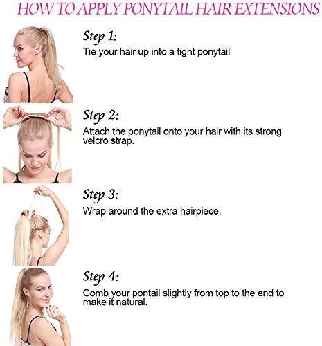 23"(58cm) SEGO Coleta Postiza Larga Pelo Sintético Se Ve Natural [Blanco] Extensiones de Cabello Clip Cola Lisa Ponytail Extension (90g)