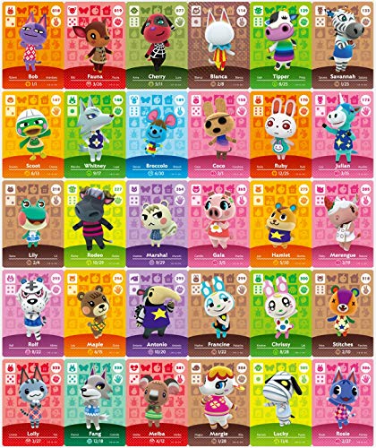 24 pcs Animal Crossing New Horizons ACHN NFC Tag Mini Game Rare Character Villager Cards 24pcs para Switch / Switch Lite / Wii U con caja de almacenamiento de cristal (1.25x0.85x0.05 pulgadas)