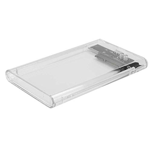 2,5 Pulgadas Caja De Disco Duro MóVil, Carcasa Disco Duro USB 3.0 a SATA para HDD SSD SATA I/II/III de 7mm/9,5mm, con luz LED Azul y Cable de Datos, Transparente