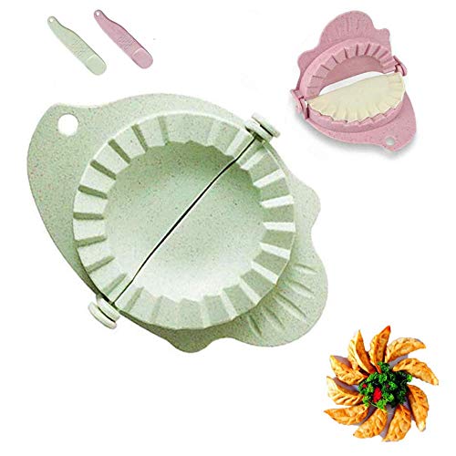 2piezas de máquina para hacer bolas de masa, para hacer un molde de wonton para bolas de masa, máquina para prensar masa, accesorios de cocina (hechos de paja de trigo natural).