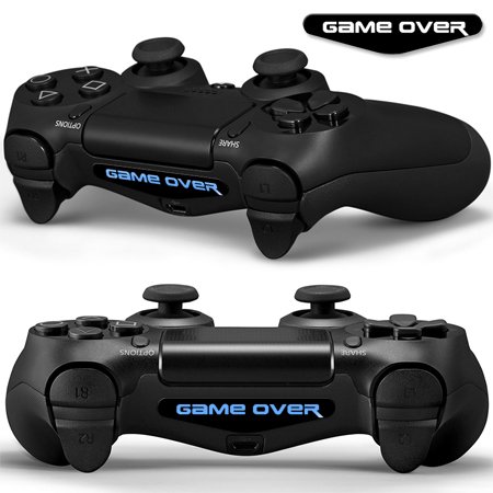 2x LED Sticker 2x Thumb Grips für PlayStation 4 Controller Light Bar Decal Skin Sticker – Game Over