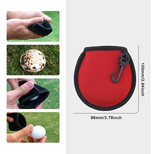 3 bolsas de golf para limpiar pelotas de golf, color negro, rojo y camuflaje con hebilla de clip para colgar, accesorio de golf impermeable