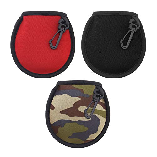 3 bolsas de golf para limpiar pelotas de golf, color negro, rojo y camuflaje con hebilla de clip para colgar, accesorio de golf impermeable