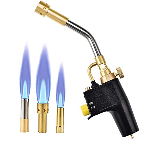 3 boquillas soldadura soldadura antorcha propano gas antorcha plomería soplado antorcha soldadura herramienta arma antorcha (Color : Black)