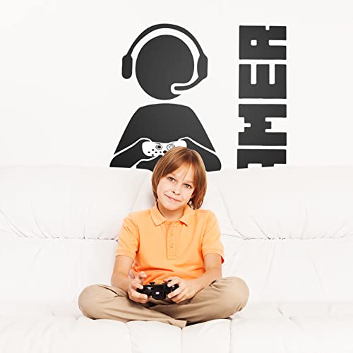 3 Hojas Pegatinas de Vinilo de Juego de Pared Calcomanía de Videojuegos de Pared, Calcomanía de Pared de Eat Sleep Game para Niño Hombre Sala de Juego (Estilo Chico Sentado de Juego)