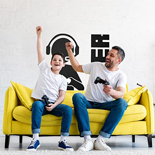 3 Hojas Pegatinas de Vinilo de Juego de Pared Calcomanía de Videojuegos de Pared, Calcomanía de Pared de Eat Sleep Game para Niño Hombre Sala de Juego (Estilo Chico Sentado de Juego)