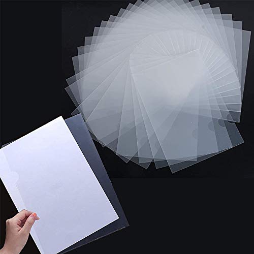 30 Pieces L-Type Plastic Folder, Plastic File Folder, Clear Transparent Waterproof Document Folder, Copy Safe Project Pockets, for A4 Paper to Protect Paper Files and Documents (17 c Thick)