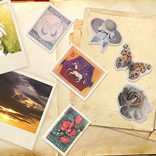 320 Pegatinas Vintage de Álbum de Recortes Pegatina Vintage de Planta Flor Calcomanías de Sello de Correos Pegatina Decorativa Retro de Colección Natural para Portátil, Sobre Diario Tarjeta