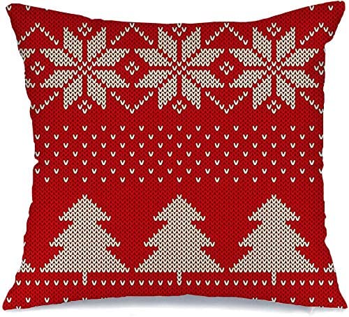 358 Fundas De Almohada 45x45 Sofá Fundas para Cojines Red Blizzard Invierno Vacaciones Patrón Copos De Nieve Navidad Resumen Navidad Borde Lienzo Árbol Fairisle Fundas Cojín Decoración del Hogar