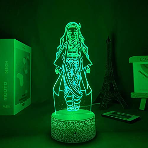 3D Led Luz de noche Talbe Illusion Lamp Acrílico Personajes de dibujos animados Demon Killer Kamado Nezuko Manga Interior Decorativo para habitación de adolescente-Base negra_Sin control remoto