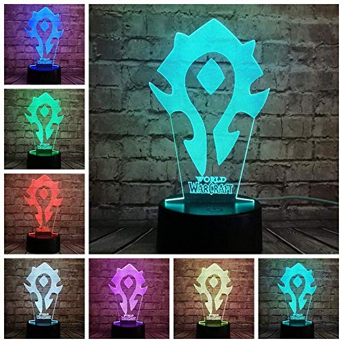 3D Slideshowillusion 16 Colores Juego De Luz Nocturna Wow Fashion Logo World Of Warcraft Decoración Baby Sleep Mood Night Light Holiday Friend Party Christmas Gift Night Light Lamp I