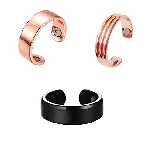 3PCS Magnetic Therapy Pain Ring, Elegant Pure Copper Magnetic Therapy Ring Pain Relief for Arthritis and Carpal Tunnel, Helps Sleep, ?Adjustable Sizing for Men and Women