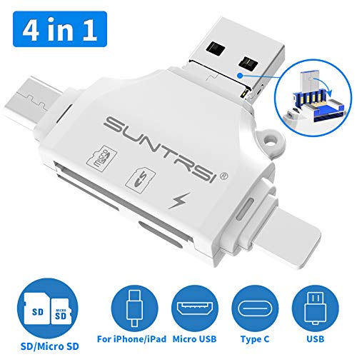 4 en 1 Lector de Tarjetas Micro SD para phone pad, SD Adaptador de Cámara para Android Mac Computadora, Lector de tarjetas de Memoria Portátil, Visor de Fotos de Cámara, compatible con TF y SD