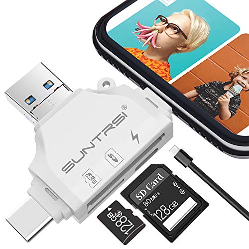 4 en 1 Lector de Tarjetas Micro SD para phone pad, SD Adaptador de Cámara para Android Mac Computadora, Lector de tarjetas de Memoria Portátil, Visor de Fotos de Cámara, compatible con TF y SD