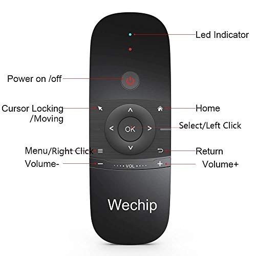 [4 en 1] WeChip Air Mouse Remote, [Mini Teclado Inalambrico] Ratón de Aire para Cajas de TV Android, TV Inteligente, PC, computadora portátil, proyector, HTPC, Reproductor multimedi