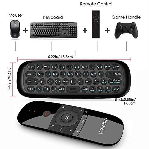 [4 en 1] WeChip Air Mouse Remote, [Mini Teclado Inalambrico] Ratón de Aire para Cajas de TV Android, TV Inteligente, PC, computadora portátil, proyector, HTPC, Reproductor multimedi