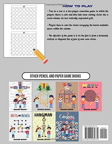 4 In a Row Game book for Kids: Find Four game book for kids and family | Connect Four, Plot Four, Drop Four, Captain's mistress board game book | Pen ... (Paper and Pencil Games Books for kids)