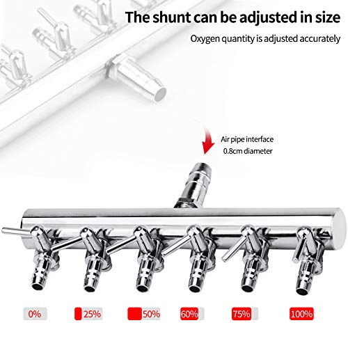 4 mm Válvula de Control de Aire del Tanque de Peces del Divisor del Flujo de Aire del Acuario Distribuidor de Oxígeno del Acuario de Acero Inoxidable para Tanque de Peces Bomba De Aire
