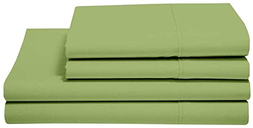 4 PC Bed Sheets Set with 1 Zipper Closure Duvet Cover- 100% Egyptian Cotton 400 Thread Count, Ultra Soft, Durable and Fade Resistant, Sage Solid- Super King Size