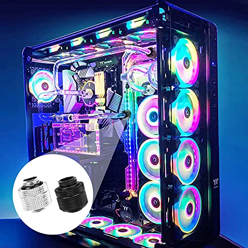 4 Piezas Adaptador de Refrigeración por Agua Conector de Tubo Blando Accesorios de Enfriamiento de Agua de Latón para Computadora Sistema de Refrigeración por Agua Plateado,Negro