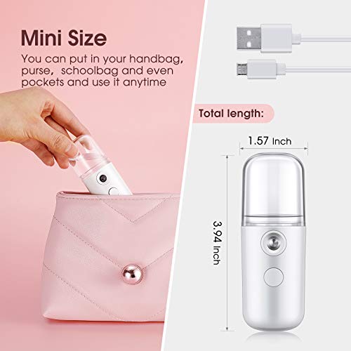 4 Piezas Rociador Facial Nano Mini Vaporizador Facial Mini Rociador de Niebla Práctico Pulverizador de Niebla Facial Atomizador Nano Facial USB Recargable para Maquillaje Diario
