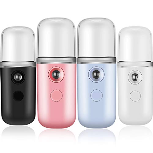 4 Piezas Rociador Facial Nano Mini Vaporizador Facial Mini Rociador de Niebla Práctico Pulverizador de Niebla Facial Atomizador Nano Facial USB Recargable para Maquillaje Diario